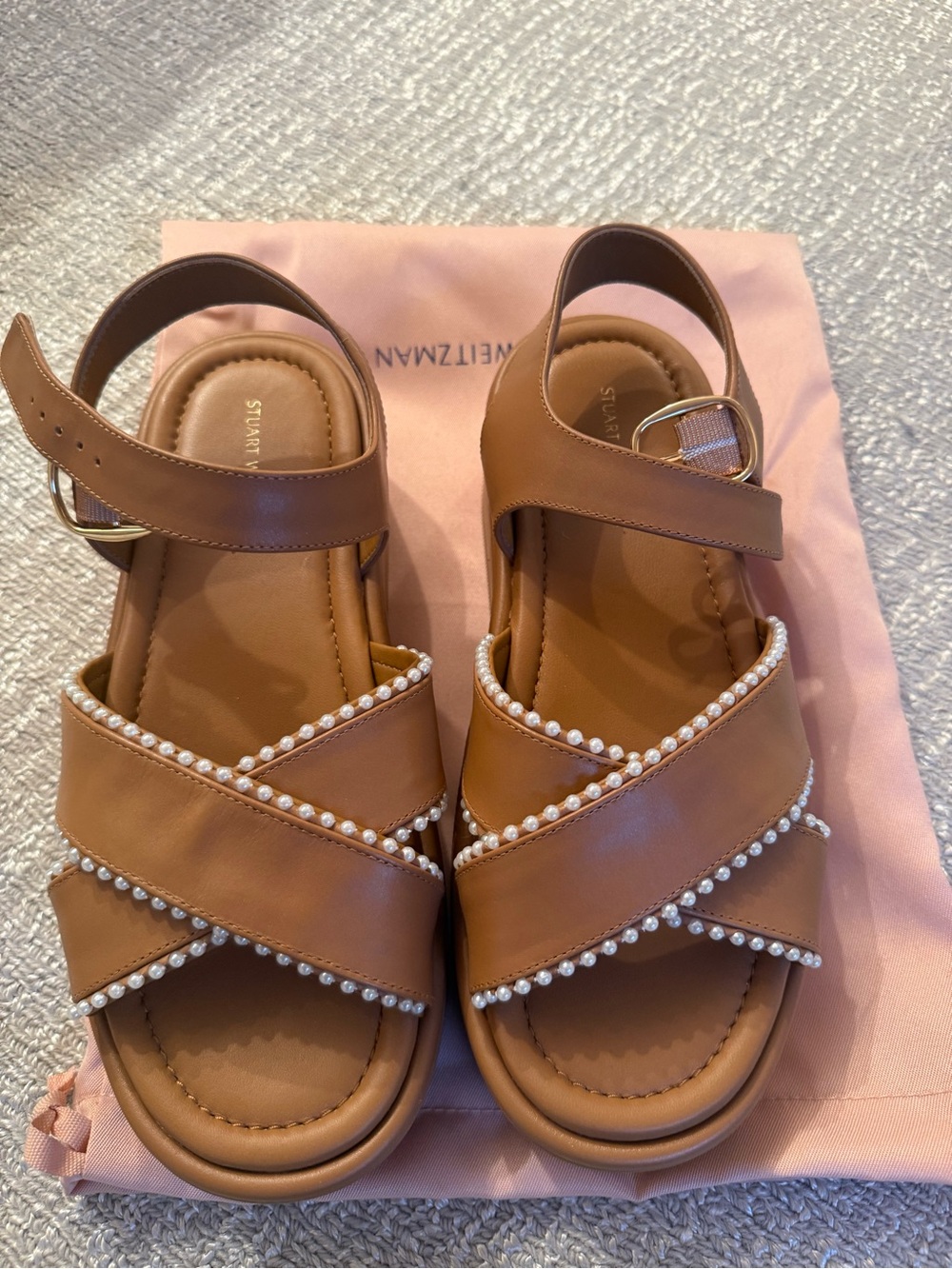 Stuart Weitzman Sandals with Pearl Trim - Picture 2 of 6